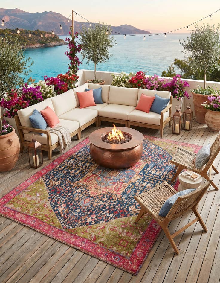 Detail image of 10' x 14' Easy-Clean Traditional Indoor / Outdoor Rug