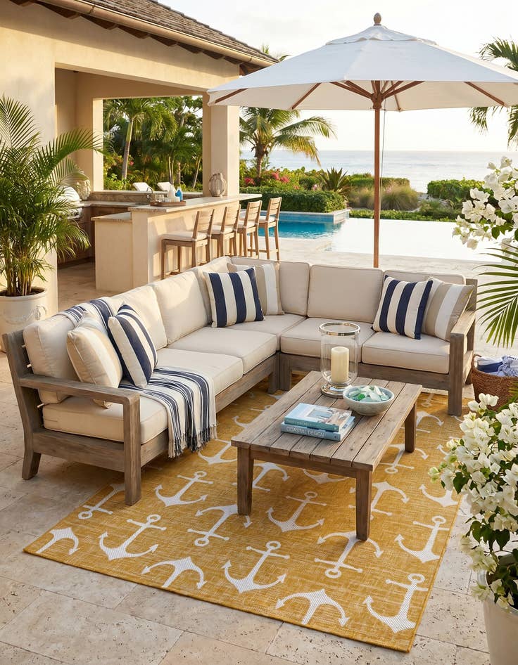 Detail image of 7' x 10' Easy-Clean Coastal Indoor / Outdoor Rug