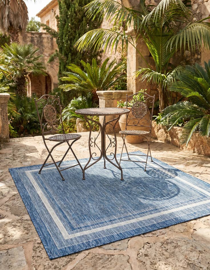Detail image of 5' 3 x 5' 3 Easy-Clean Border Indoor / Outdoor Square Rug