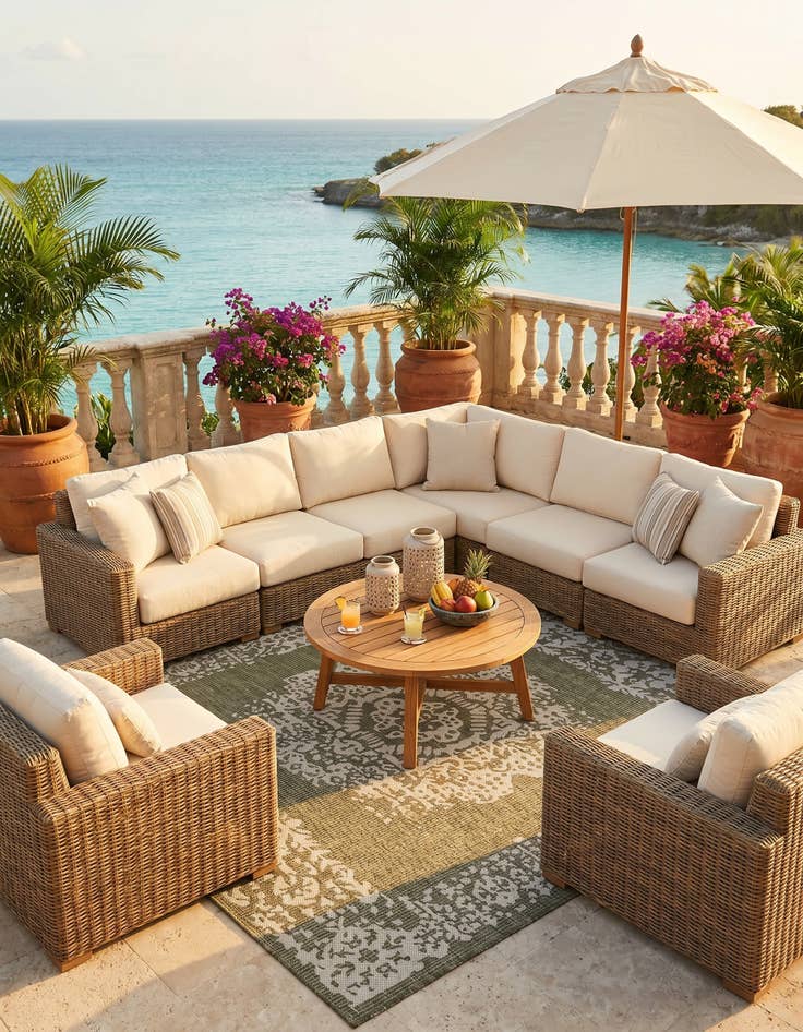 Detail image of 6' x 6' Easy-Clean Traditional Indoor / Outdoor Square Rug