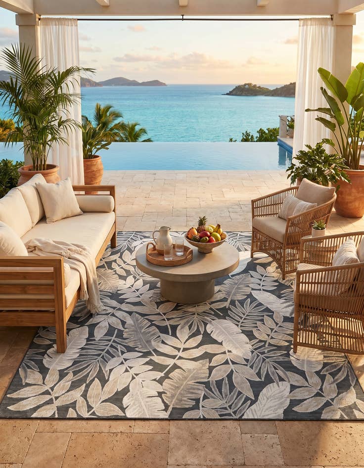 Detail image of 8' 2 x 10' Easy-Clean Botanical Indoor / Outdoor Rug