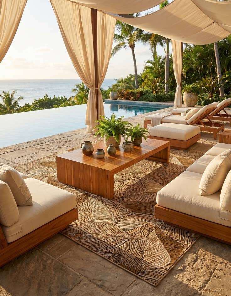 Detail image of 8' x 11' Easy-Clean Botanical Indoor / Outdoor Rug