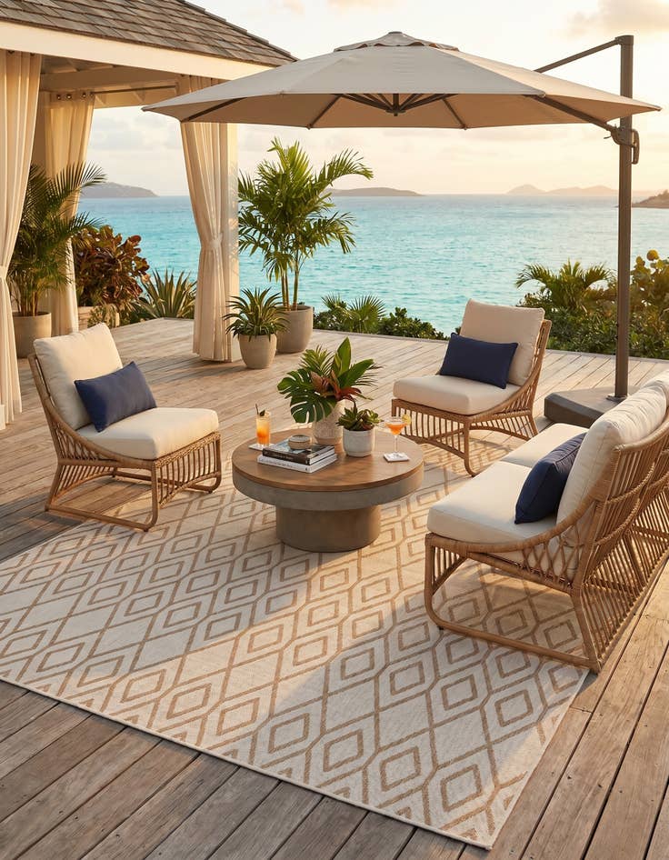 Detail image of 7' 10 x 10' Easy-Clean Jill Zarin Turks and Caicos Indoor / Outdoor Rug