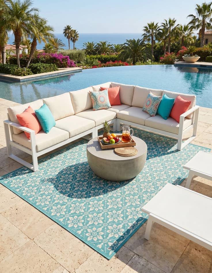 Detail image of 7' 10 x 10' Easy-Clean Trellis Indoor / Outdoor Rug