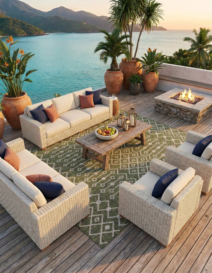 Detail image of 7' 10 x 7' 10 Easy-Clean Trellis Indoor / Outdoor Square Rug