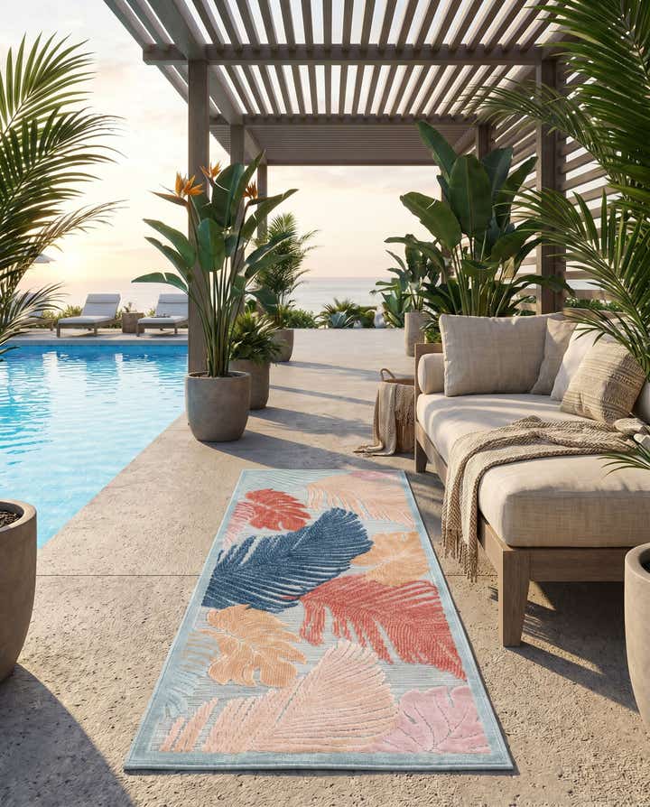 2' 2 x 5' 3 Easy-Clean Botanical Indoor / Outdoor Runner Rug