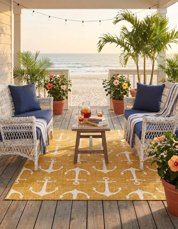 Detail image of 5' 3 x 5' 3 Easy-Clean Coastal Indoor / Outdoor Square Rug