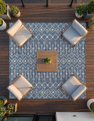6' x 6' Easy-Clean Lattice Indoor / Outdoor Square Rug