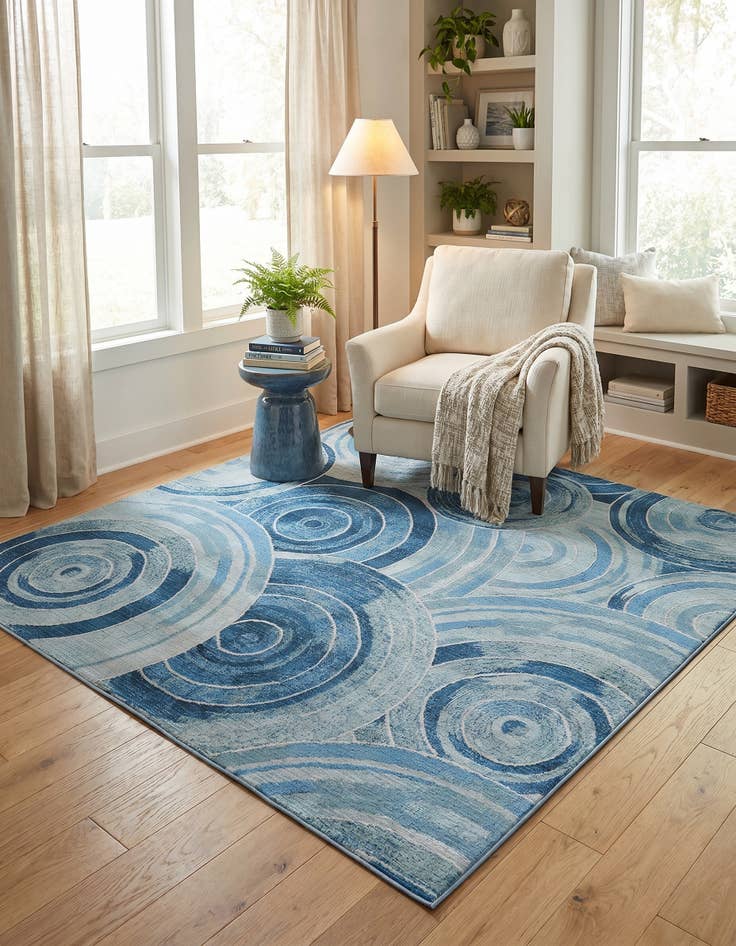 Detail image of 6' x 6' Easy-Clean Modern Indoor / Outdoor Square Rug