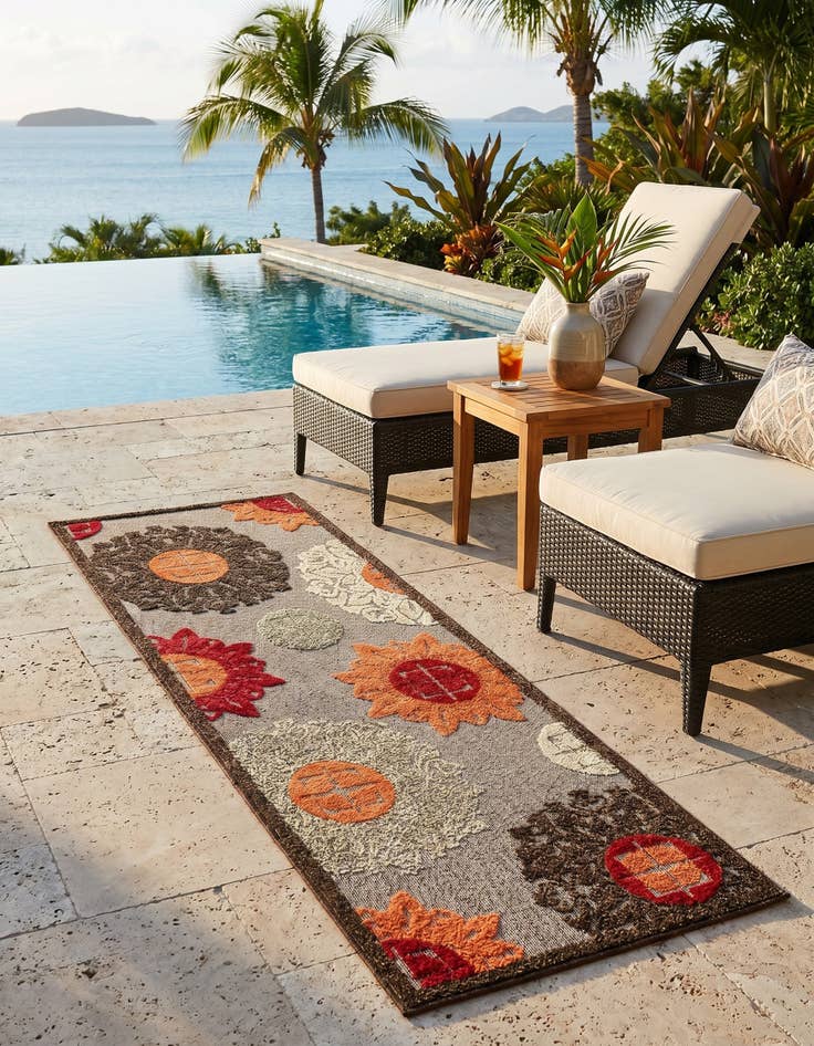 Detail image of 2' x 6' Easy-Clean Modern Indoor / Outdoor Runner Rug