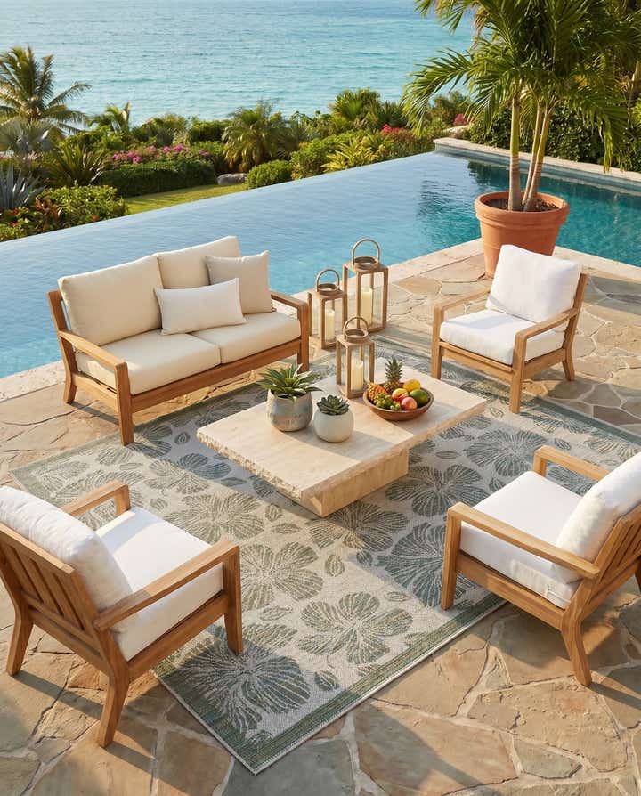 5' 3 x 8' Easy-Clean Baja Indoor / Outdoor Rug