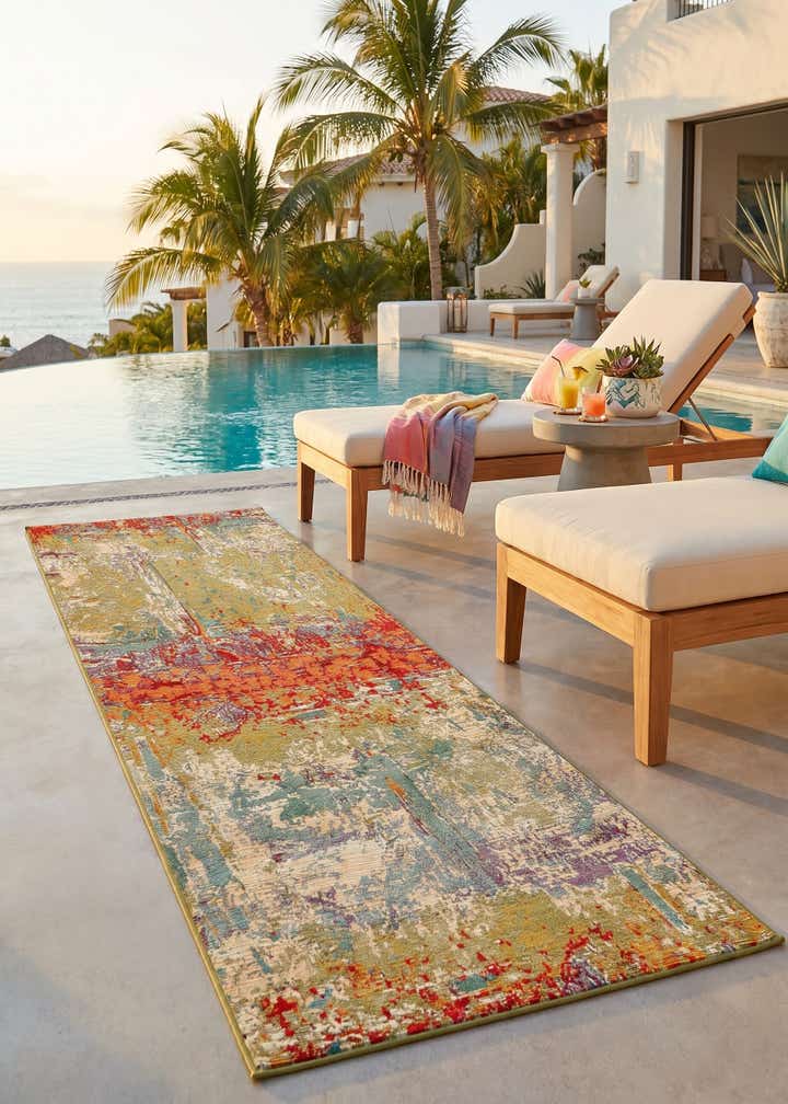 2' 7 x 7' Easy-Clean Modern Indoor / Outdoor Runner Rug