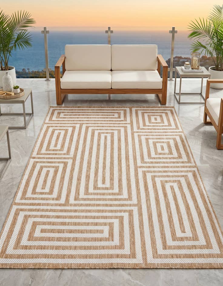 Detail image of 5' 3 x 8' Easy-Clean Modern Indoor / Outdoor Rug