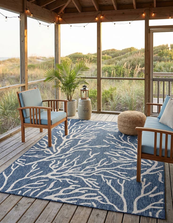 Detail image of 5' 3 x 8' Easy-Clean Coastal Indoor / Outdoor Rug