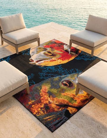 7' 10 x 7' 10 Easy-Clean Coastal Indoor / Outdoor Square Rug