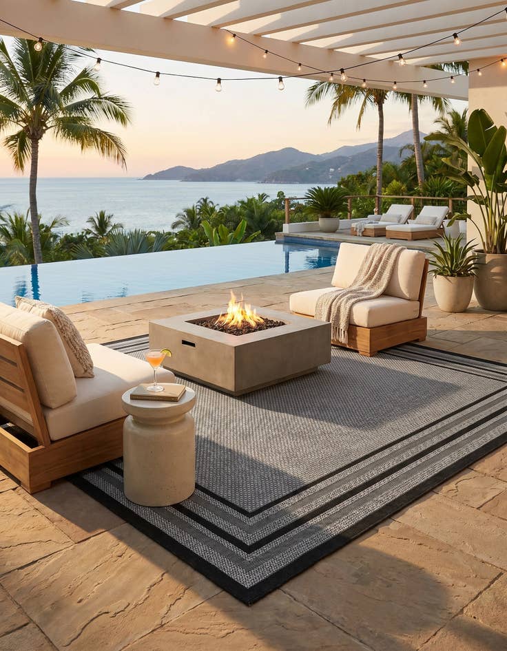 Detail image of 7' 10 x 10' Easy-Clean Border Indoor / Outdoor Rug