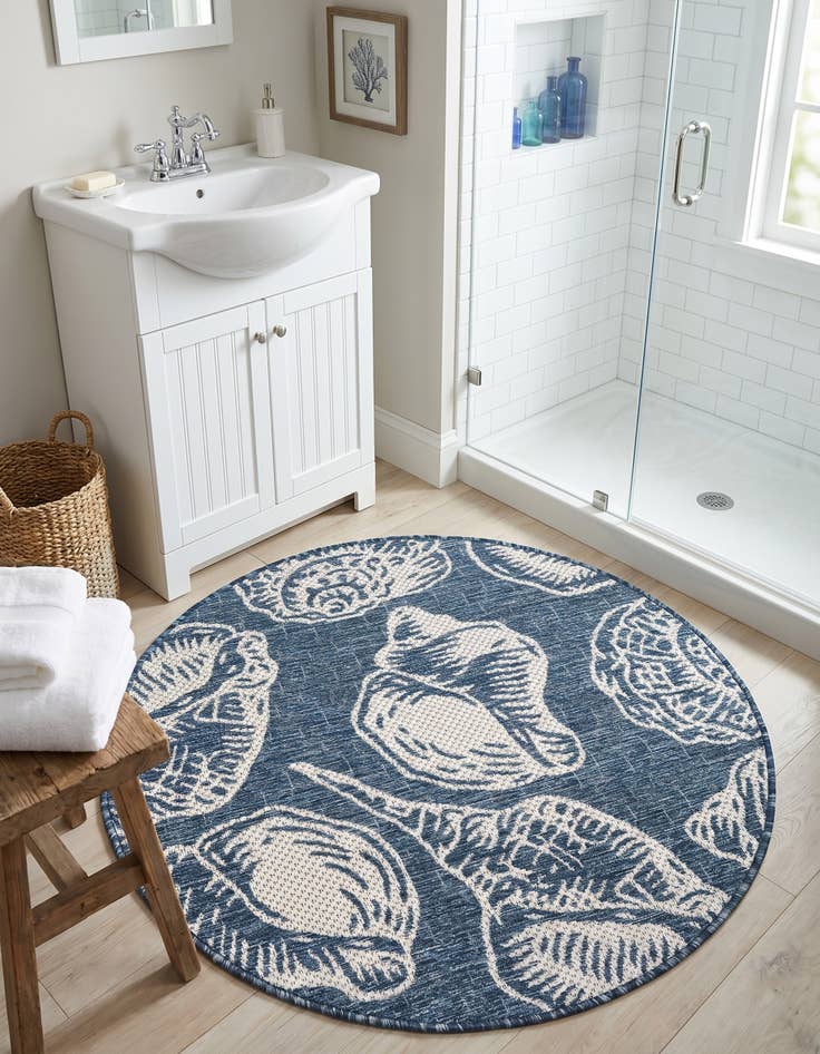 Detail image of 3' x 3' Easy-Clean Coastal Indoor / Outdoor Round Rug