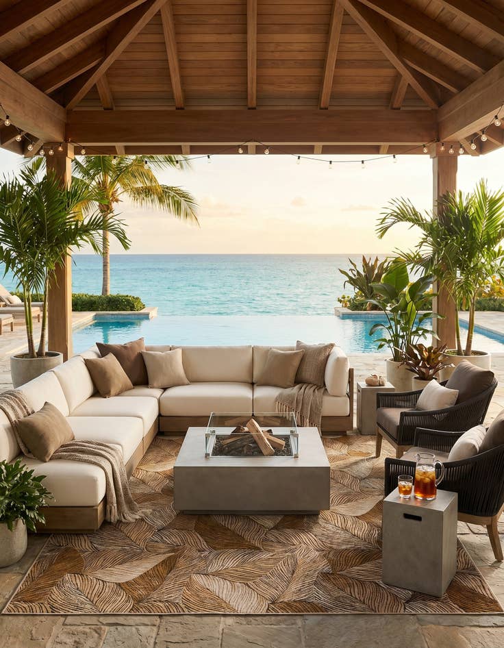 Detail image of 10' x 13' Easy-Clean Botanical Indoor / Outdoor Rug