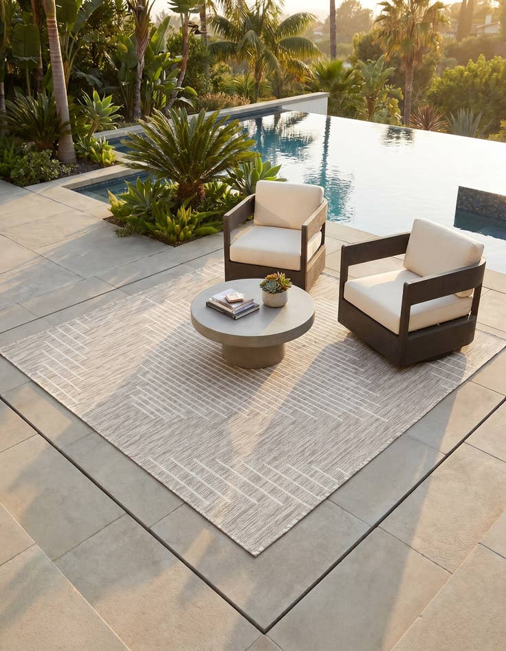 Detail image of 6' x 6' Easy-Clean Modern Indoor / Outdoor Square Rug