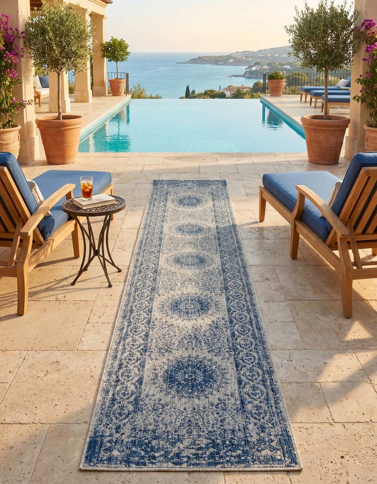 Detail image of 2' 7 x 12' Easy-Clean Traditional Indoor / Outdoor Runner Rug