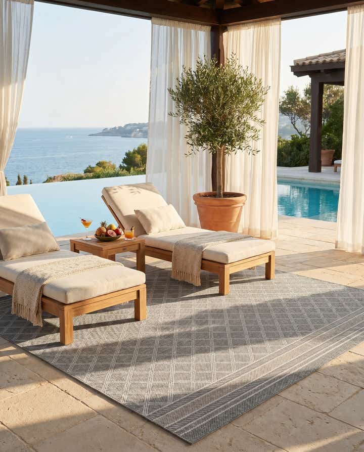 9' x 12' Easy-Clean Lattice Indoor / Outdoor Rug