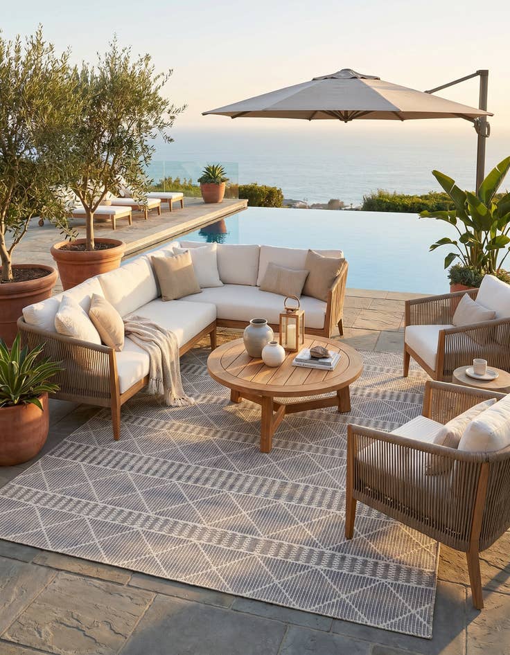 Detail image of 7' 10 x 10' Easy-Clean Lattice Indoor / Outdoor Rug