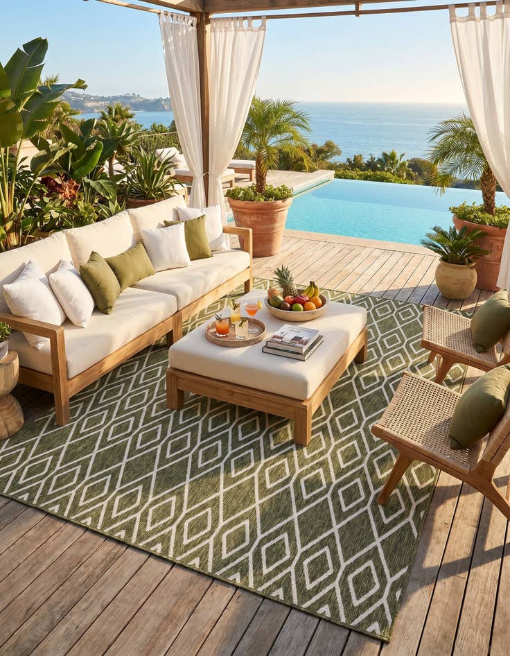Detail image of 7' 10 x 10' Easy-Clean Jill Zarin Turks and Caicos Indoor / Outdoor Rug
