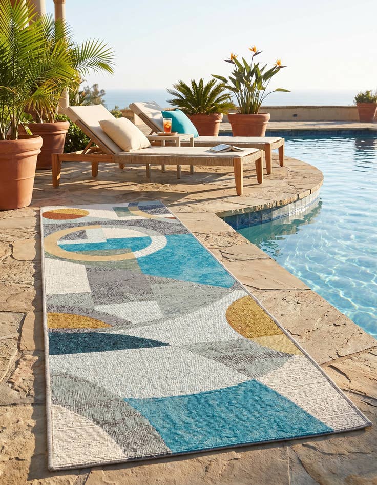 Detail image of 2' x 6' 1 Easy-Clean Modern Indoor / Outdoor Runner Rug