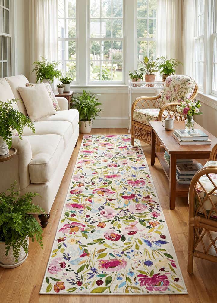 2' 7 x 10' Easy-Clean Botanical Indoor / Outdoor Runner Rug