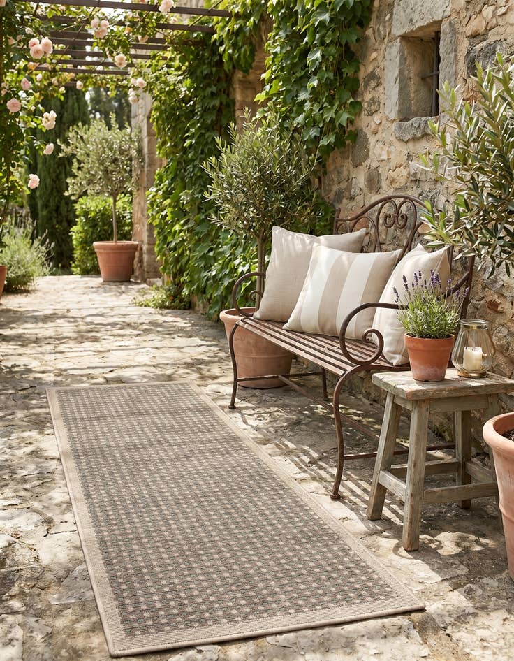 Detail image of 2' x 5' Easy-Clean Border Indoor / Outdoor Runner Rug