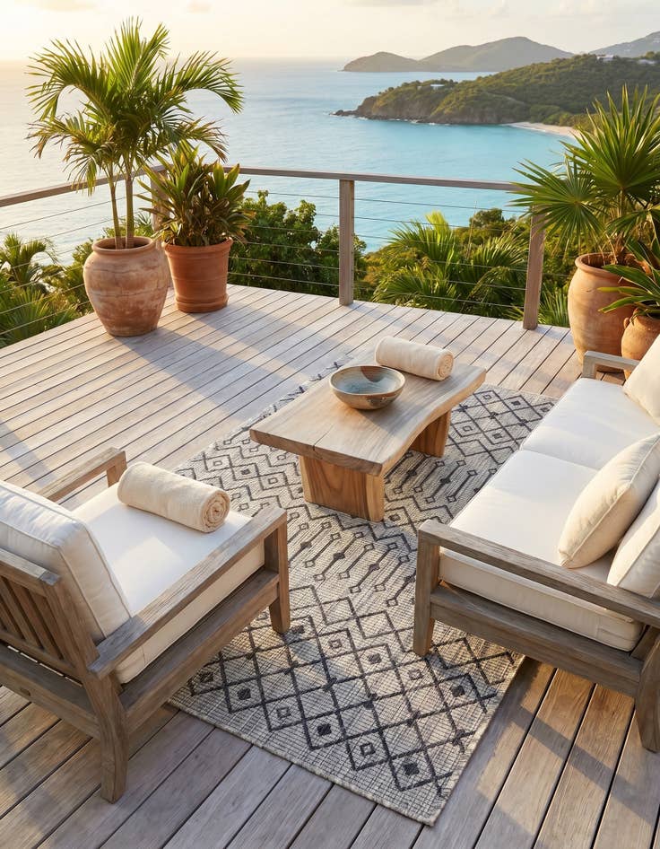 Detail image of 4' x 6' Easy-Clean Trellis Indoor / Outdoor Rug