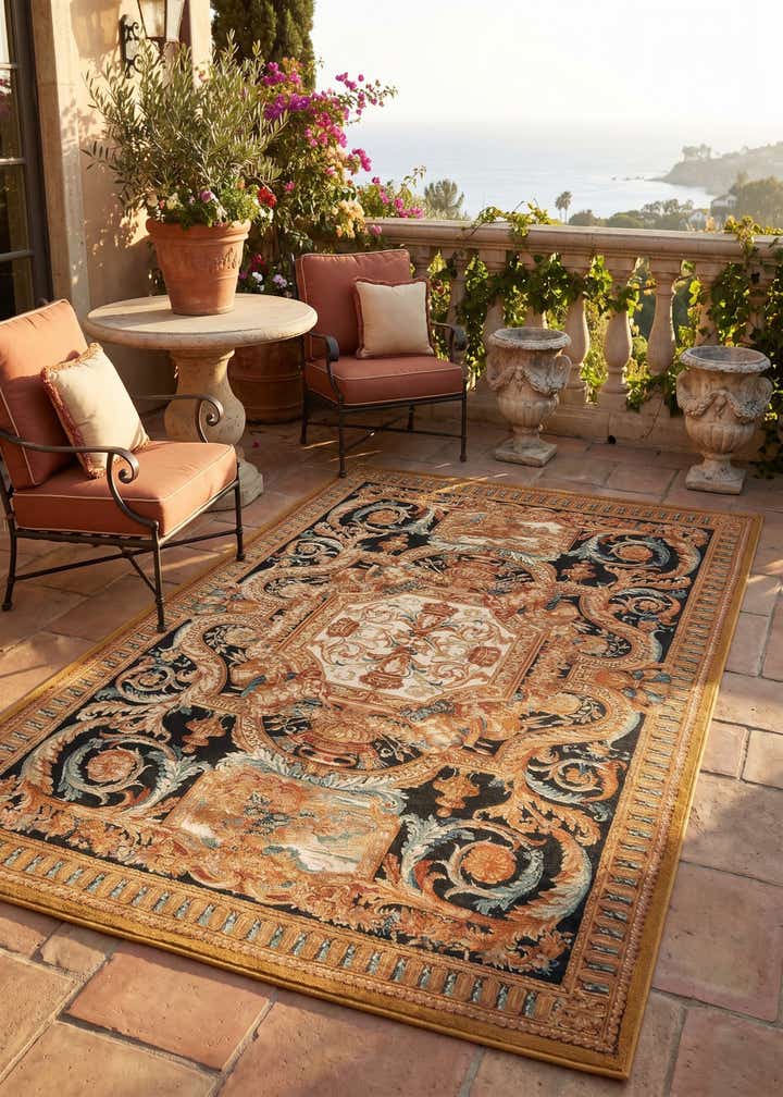 6' x 9' Easy-Clean Traditional Indoor / Outdoor Rug