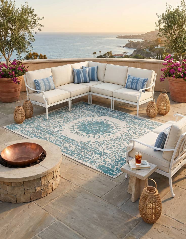 Detail image of 9' x 12' Easy-Clean Traditional Indoor / Outdoor Rug