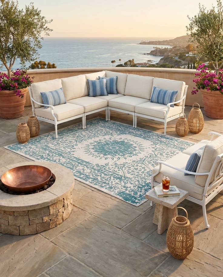 Detail image of 9' x 12' Easy-Clean Traditional Indoor / Outdoor Rug