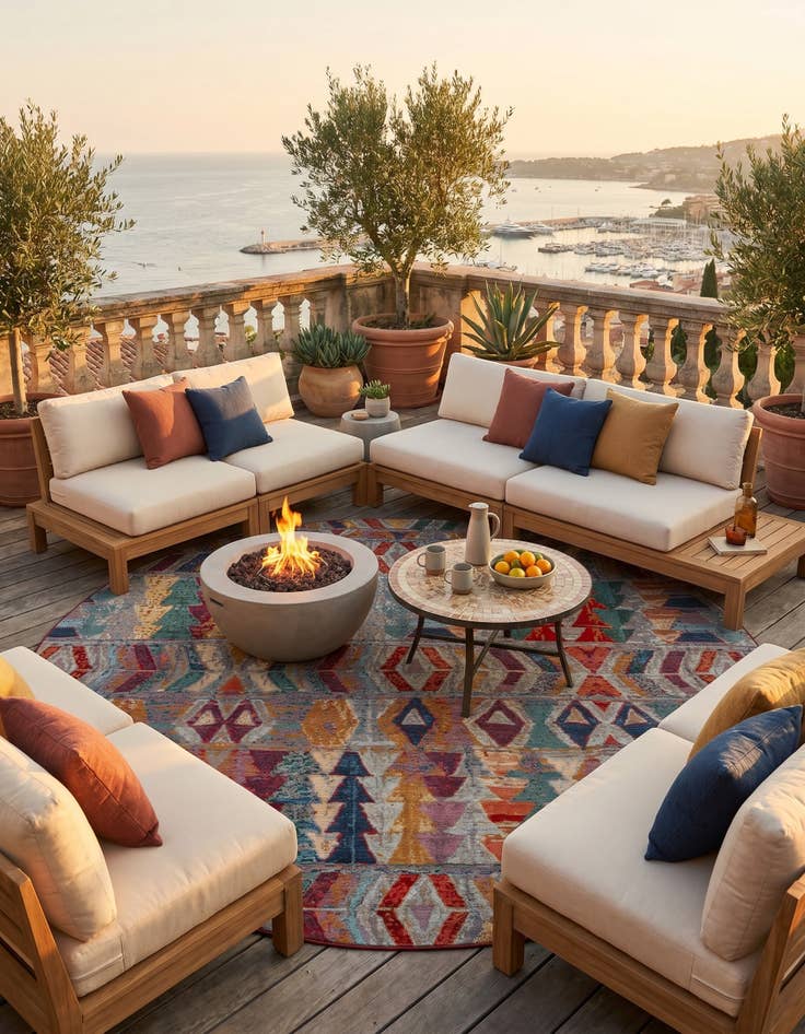 Detail image of 12' x 12' Easy-Clean Modern Indoor / Outdoor Round Rug