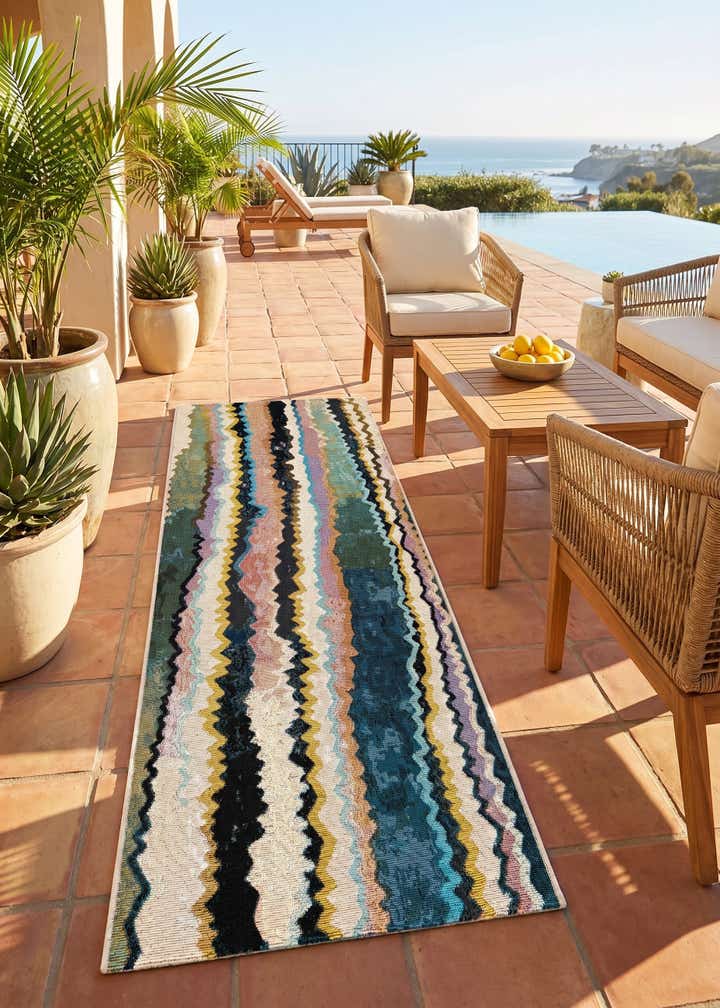 2' x 6' Easy-Clean Modern Indoor / Outdoor Runner Rug