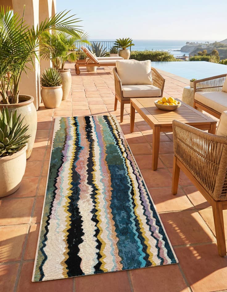 Detail image of 2' x 6' Easy-Clean Modern Indoor / Outdoor Runner Rug