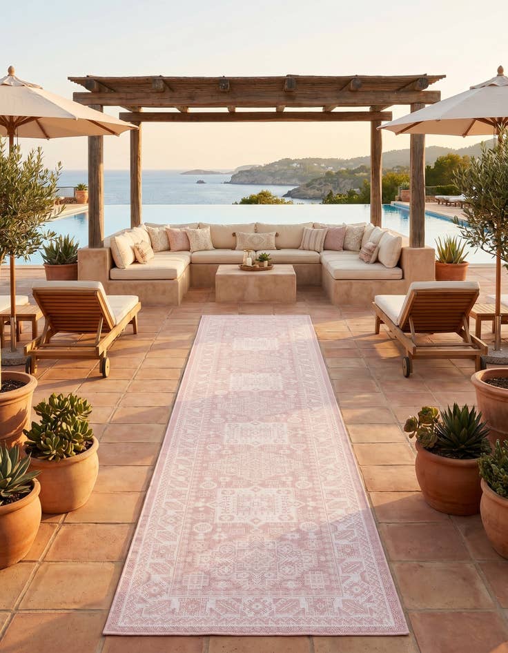 Detail image of 2' 7 x 12' Easy-Clean Aztec Indoor / Outdoor Runner Rug