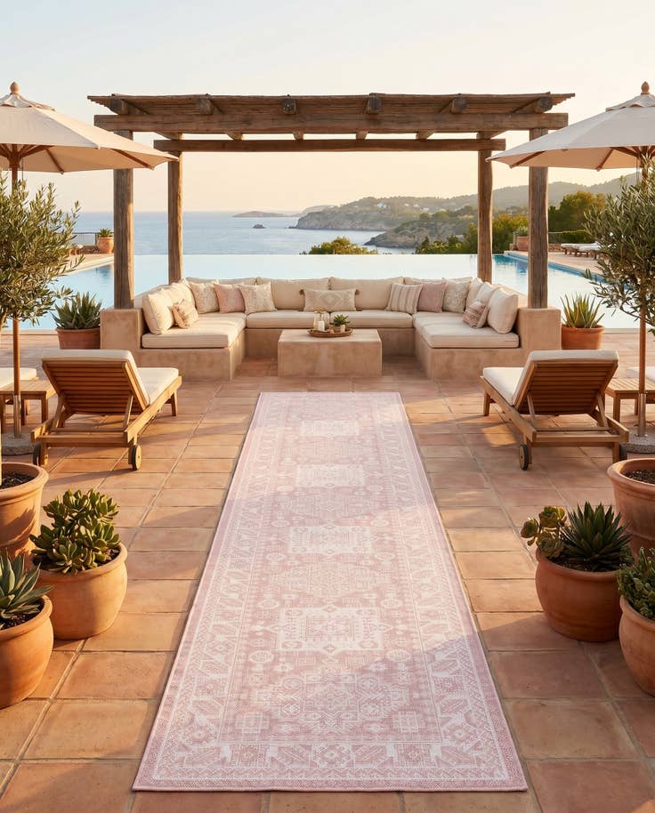 Detail image of 2' 7 x 12' Easy-Clean Aztec Indoor / Outdoor Runner Rug