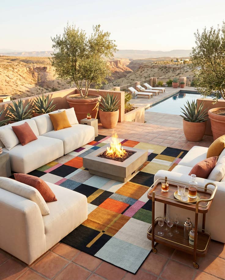 Detail image of 10' x 10' Easy-Clean Casablanca Indoor / Outdoor Square Rug