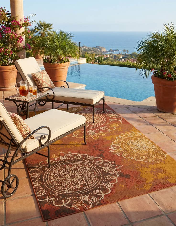 Detail image of 5' 3 x 8' Easy-Clean Modern Indoor / Outdoor Rug