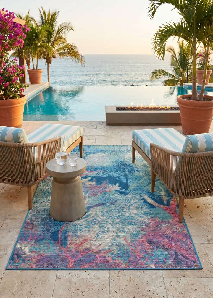 3' 3 x 5' 3 Easy-Clean Coastal Indoor / Outdoor Rug