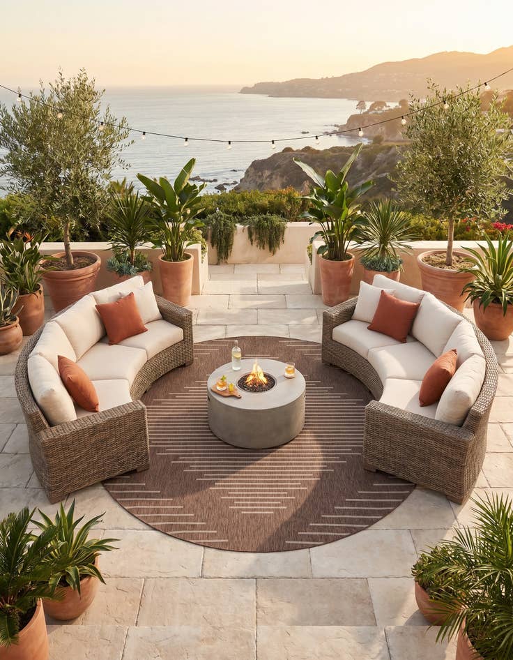 Detail image of 13' x 13' Easy-Clean Modern Indoor / Outdoor Round Rug