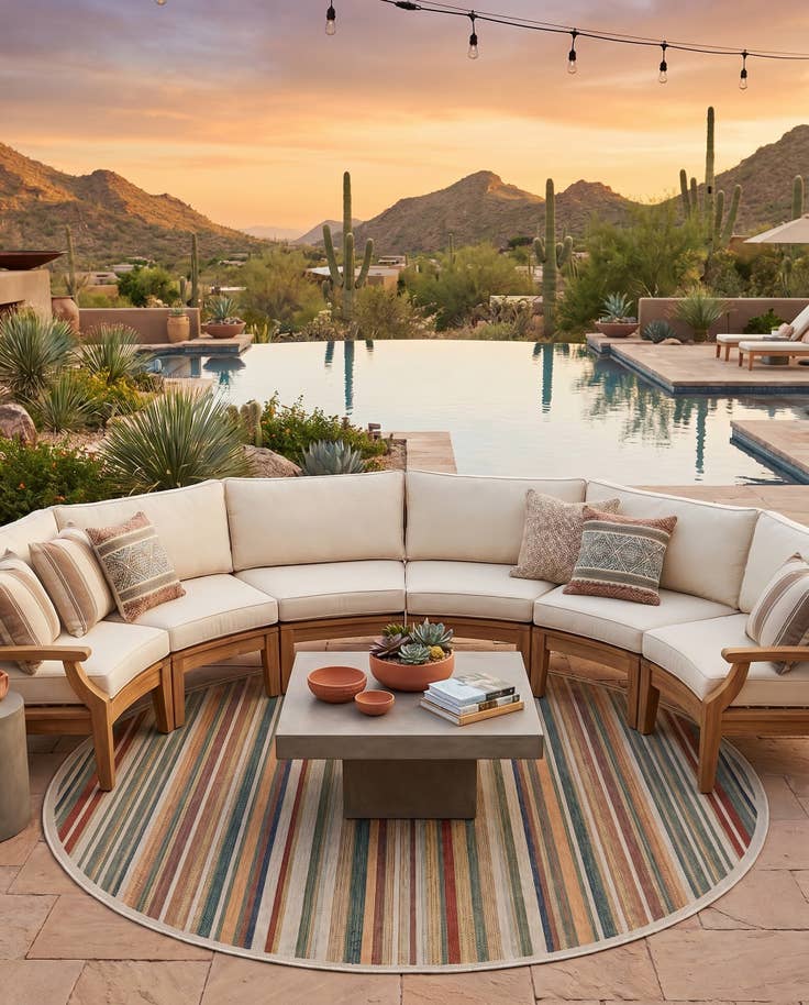 Detail image of 10' x 10' Easy-Clean Baja Indoor / Outdoor Round Rug