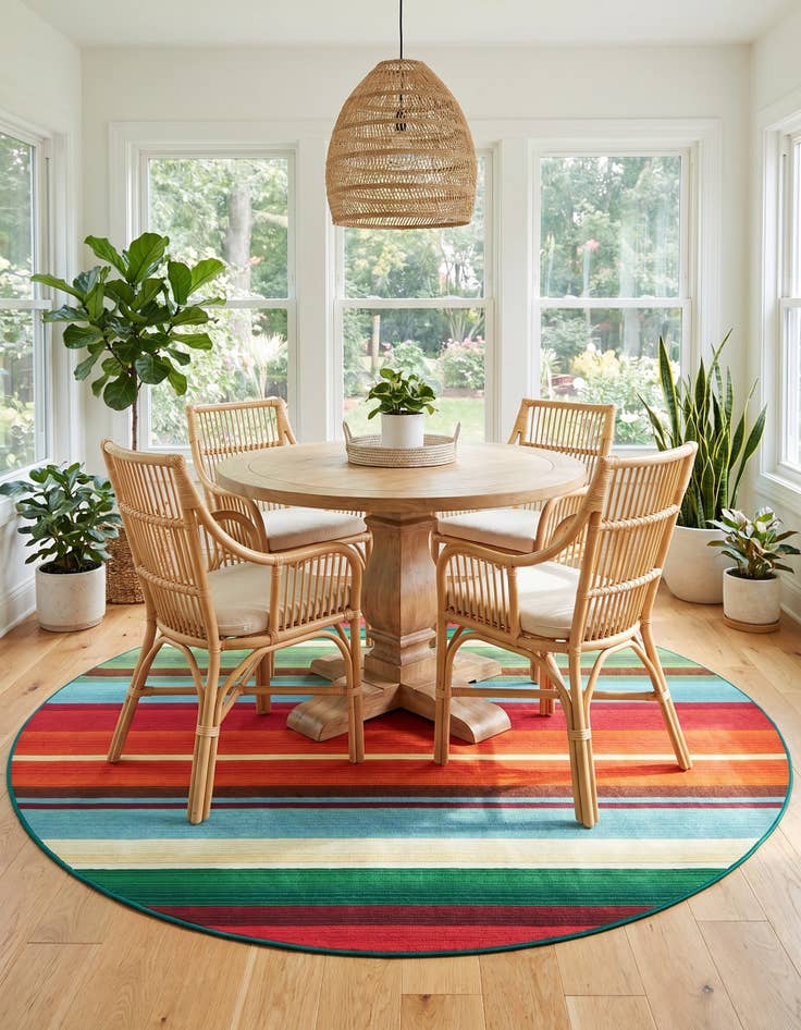 Detail image of 7' 10 x 7' 10 Easy-Clean Modern Indoor / Outdoor Round Rug