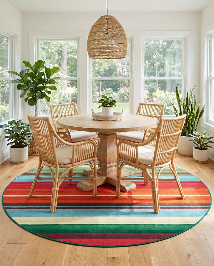 7' 10 x 7' 10 Easy-Clean Modern Indoor / Outdoor Round Rug