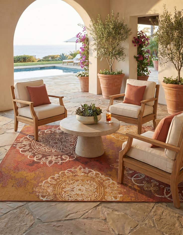 Detail image of 6' x 6' Easy-Clean Modern Indoor / Outdoor Square Rug