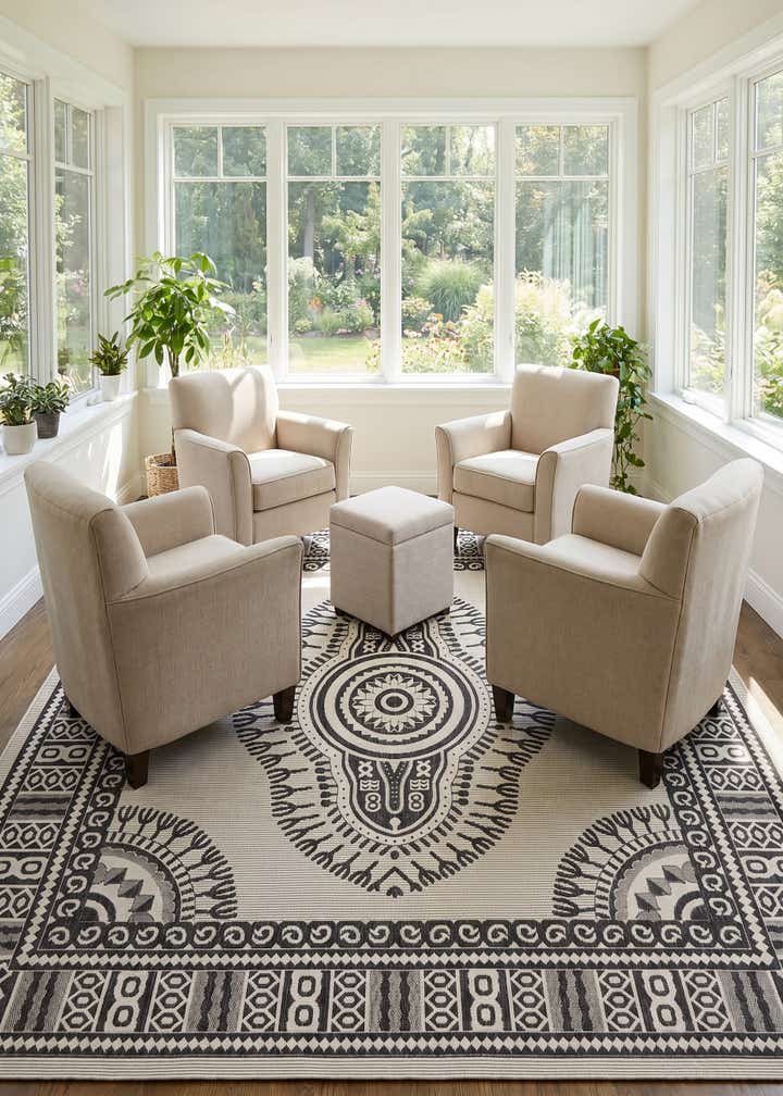 10' x 10' Easy-Clean Traditional Indoor / Outdoor Square Rug