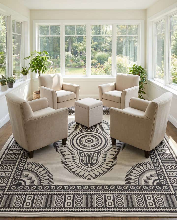 10' x 10' Easy-Clean Traditional Indoor / Outdoor Square Rug