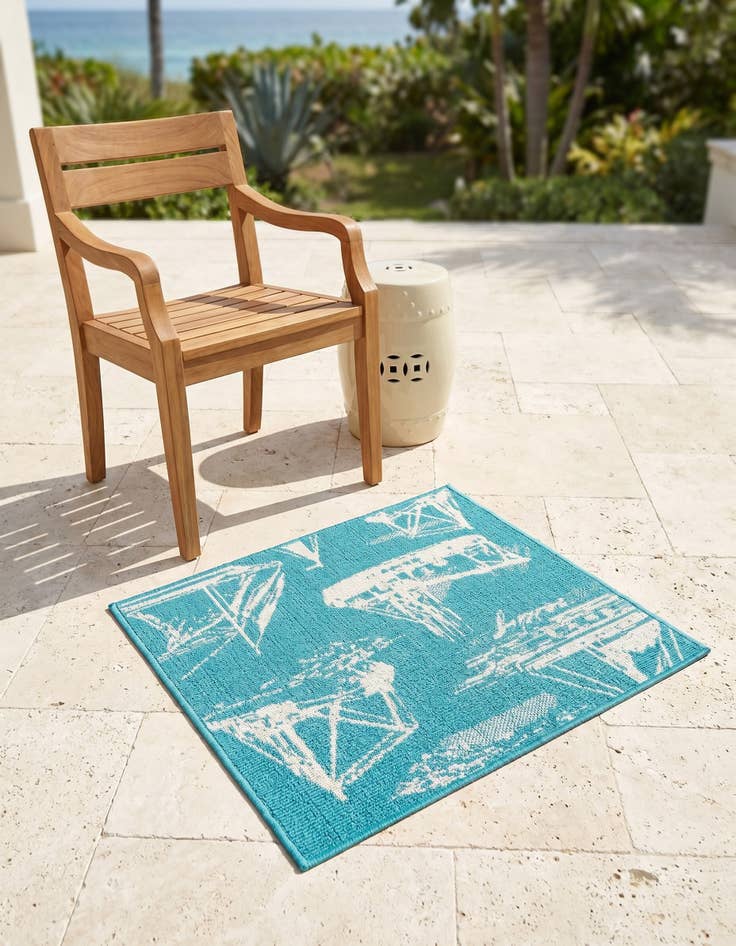 Detail image of 2' x 3' Easy-Clean Coastal Indoor / Outdoor Rug